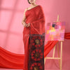 Red Cotton Blend Handloom Jamdani Saree