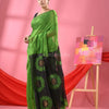 Green Cotton Blend Handloom Jamdani Saree