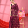 Magenta Cotton Blend Handloom Saree