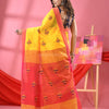 Bright Yellow Cotton Blend All Body Buti Handloom Saree