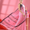 Baby Pink Cotton Kantha Stitch Handloom Saree