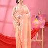 Light Peach Cotton Jacquard Border Handloom Saree