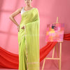 Pastel Green Cotton Jacquard Border Handloom Saree