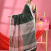 Bottle Green Cotton All Body Ball Buti Handloom Saree