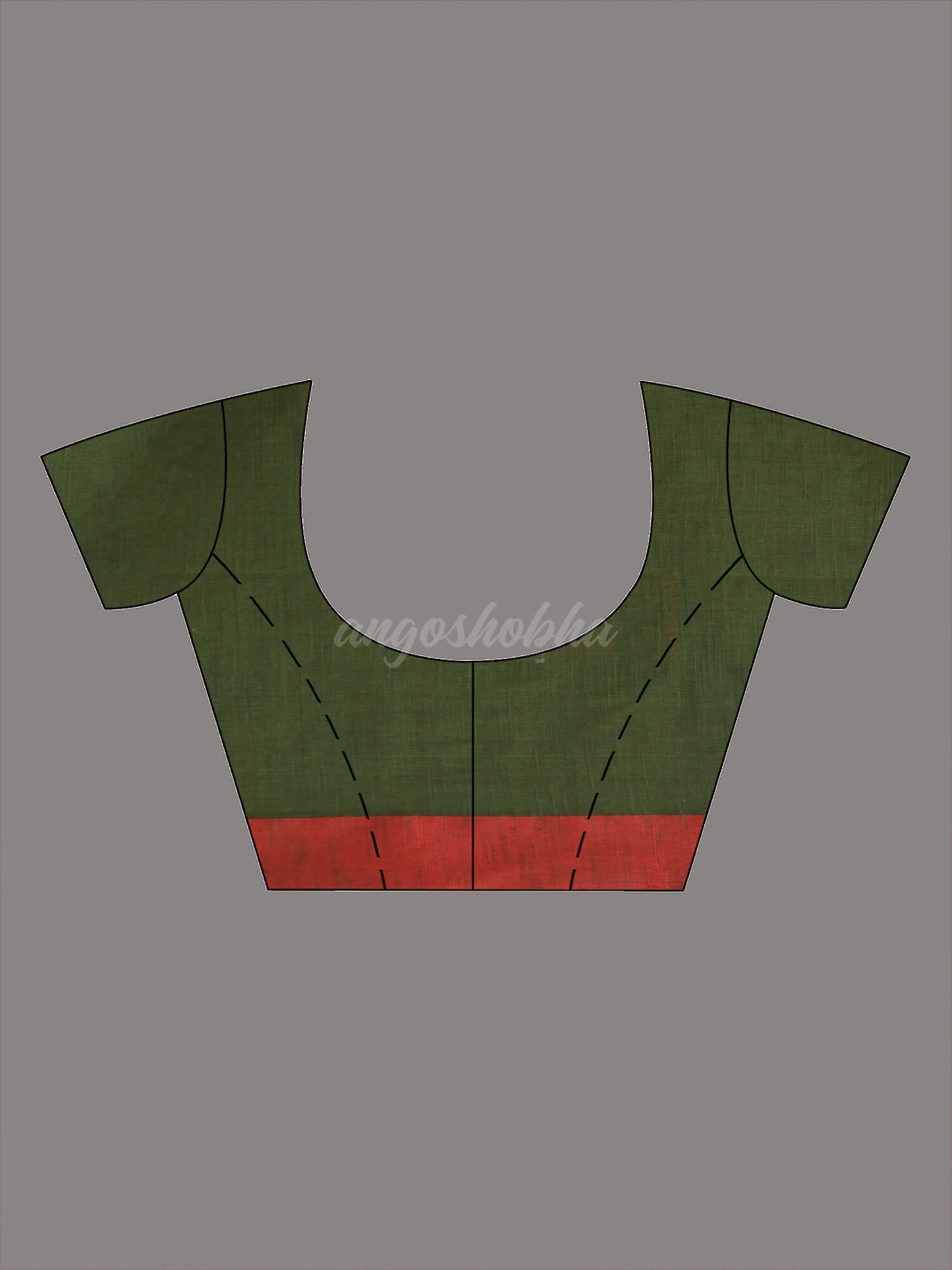 Moss Green Cotton All Body Hut Motive Handloom Saree