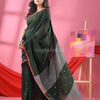 Bottle Green Cotton All Body Love Buti Handloom Saree