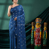 Turquoise Cotton Blend Handloom Saree