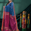 Tuequoise Cotton Blend Handloom Saree