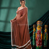 Coffee Cotton Handloom Saree
