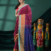 Maroon Cotton Handloom Saree