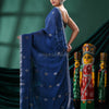 Blue Linen Handloom Saree