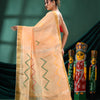 Light Orange Linen Handloom Saree