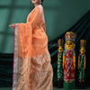 Peach Linen Handloom Saree