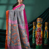 Grey Linen Handloom Saree
