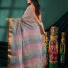 Brown Linen Handloom Saree