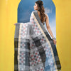 White Black Cotton Handloom Saree
