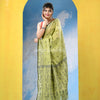 Olive Green Cotton Handloom Saree