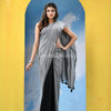 Silver Black Cotton Molmol Handloom Saree
