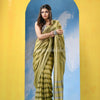 Sage Green Cotton Check Handloom Saree