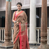 Brown Linen Handloom Saree for women