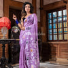 Light Purple Tussar Silk Handloom Jamdani Saree