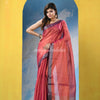 Dark Pink Zari Cotton Tissue Handloom Saree