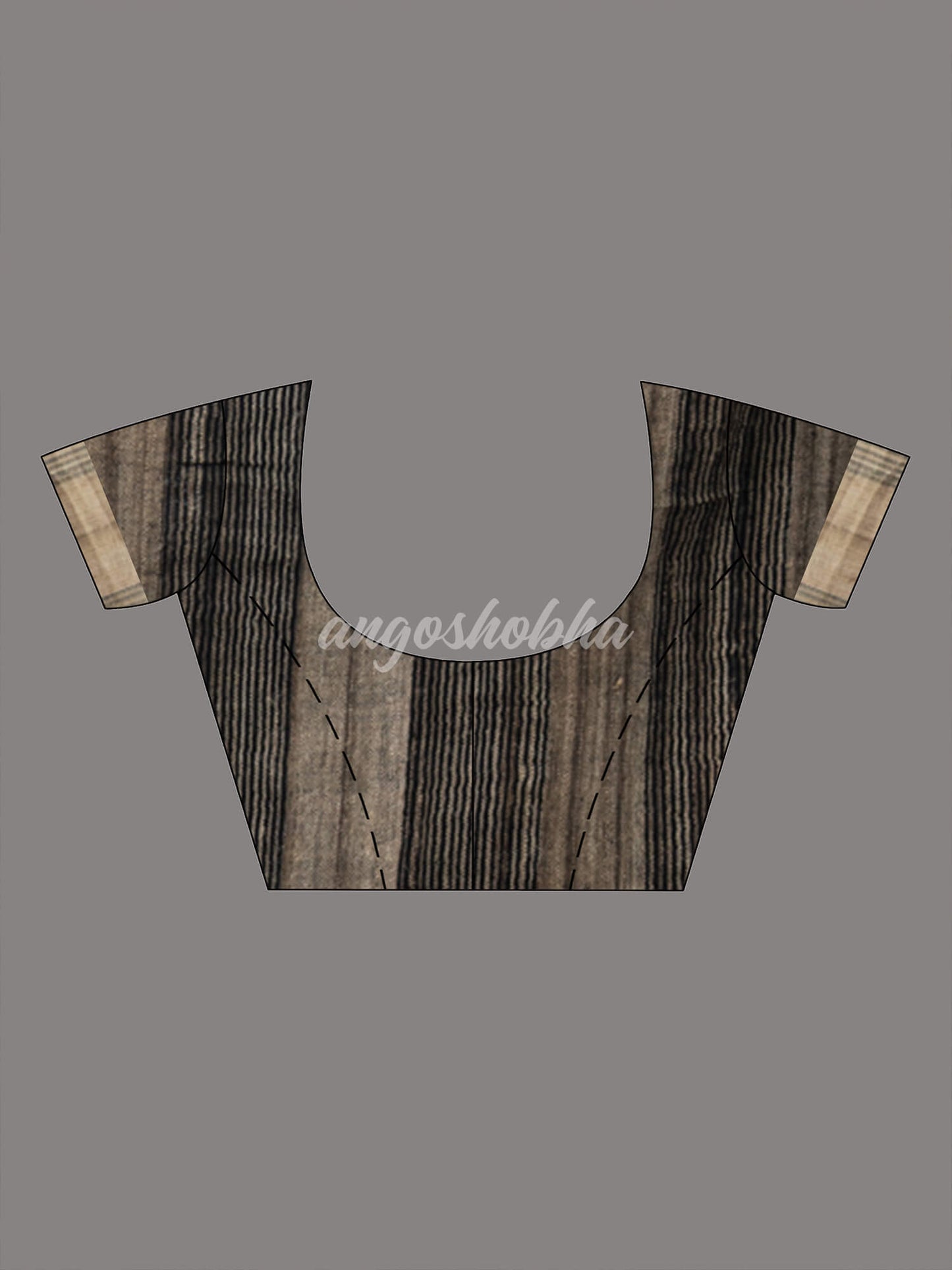 Black Linen Body with Red & Beige Box Design Bronze Border Multi Color Tassels Pallu Handwoven Saree