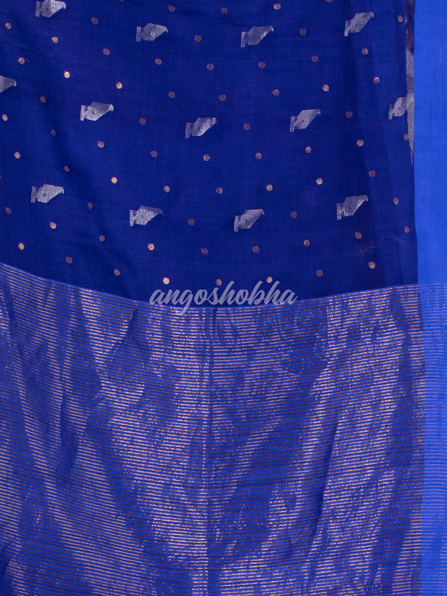 Blue Half Half Matka Silk Handwoven Saree