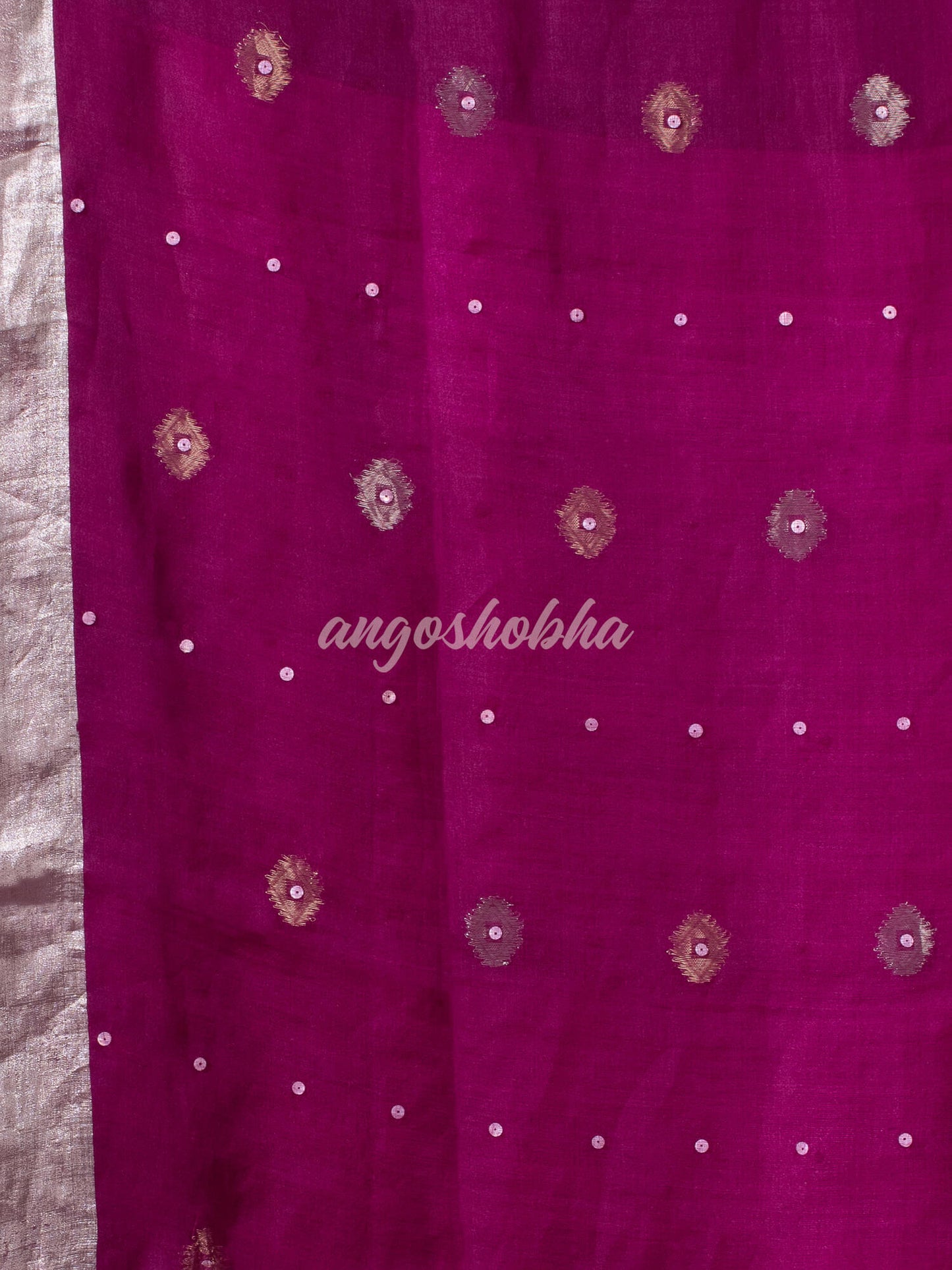 Traditional Magenta Muslin Silk Zari Work Handloom Saree