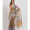 Beige Golden Sequins Handwoven Silk Saree angoshobha