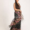 Black Art Silk Muslin Handloom Embroidery Saree angoshobha
