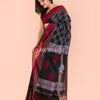 Black Beige Handwoven Kantha Stitch Saree angoshobha