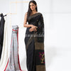 Black Handloom Cotton Blend Jamdani Saree angoshobha