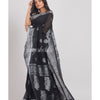 Black Handwoven Linen Saree angoshobha