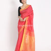 Candy Red Handloom Cotton Blend Saree angoshobha