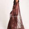 Copper Rose Matka Silk Handloom Traditional Sequin Jamdani Saree angoshobha