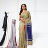 Cotton Blend Beige Handloom Saree angoshobha