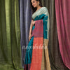 Cotton Blend Teal Handloom Festive Saree angoshobha