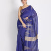 Dark Blue Handloom Cotton Blend Saree angoshobha