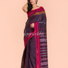 Dark Brown Handwoven Cotton Saree angoshobha