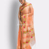 Dark Peach Art Silk Muslin Handloom Embroidery Saree angoshobha