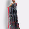 Ebony Clay Handloom Cotton Jamdani saree angoshobha