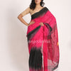 Fuchsia Black Cotton Blend Handloom Tie Dye Jamdani Saree angoshobha