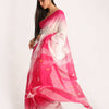 Fuchsia White Cotton Blend Handloom Tie Dye Jamdani Saree angoshobha