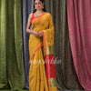 Golden Yellow Cotton Blend Traditional Jamdani Saree angoshobha