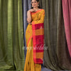 Golden Yellow Cotton Blend Traditional Jamdani Saree angoshobha