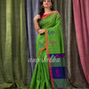 Green Cotton Blend Traditional Jamdani Saree angoshobha