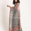 Grey Art Silk Muslin Handloom Embroidery Saree angoshobha