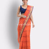Handloom Pure Cotton Tant Saree in Orange angoshobha
