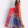 Handwoven Printed Festive Cotton Blend Saree (Blue Maroon) angoshobha